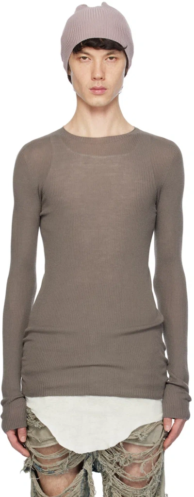 Rick Owens Gray Ribbed Sweater In 34 Dust