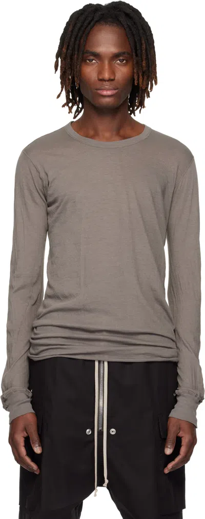 Rick Owens Gray Temple Basic Ls T-shirt In Brown