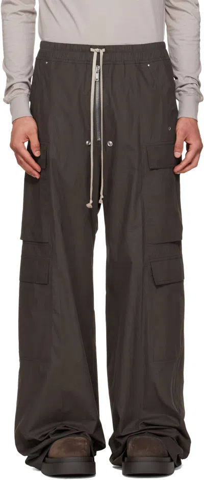 Rick Owens Gray Temple Cargobelas Cargo Pants In Brown