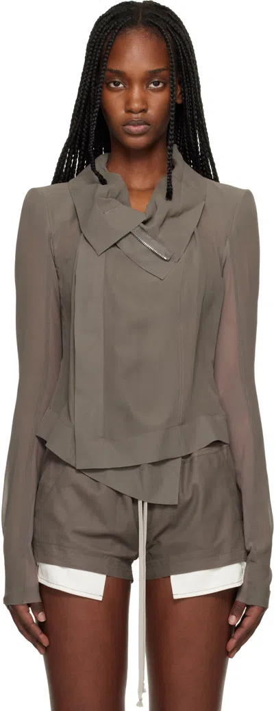 Rick Owens Gray Temple Classic Biker Jacket