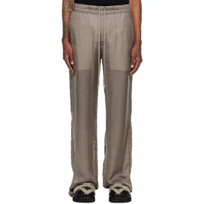 Rick Owens Gray Temple Dietrich Drawstring Lounge Pants In Brown