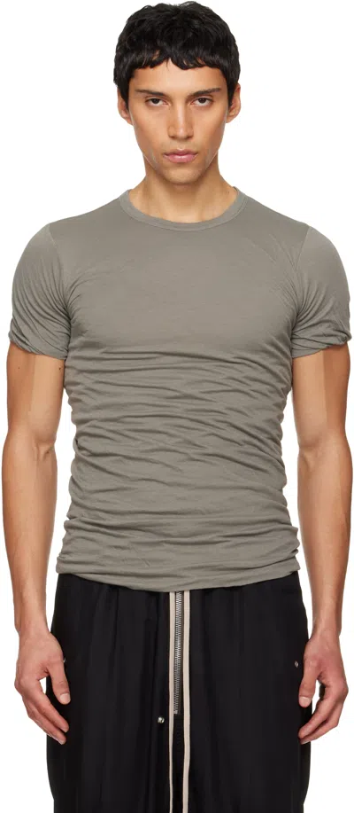 Rick Owens Mens Euca Double-layer Short-sleeve Cotton T-shirt In Gray