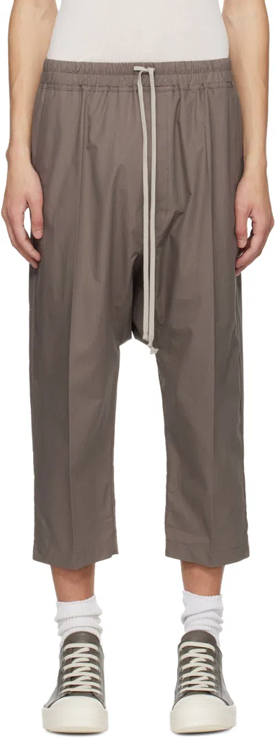 Rick Owens Gray Temple Drawstring Cropped Trousers