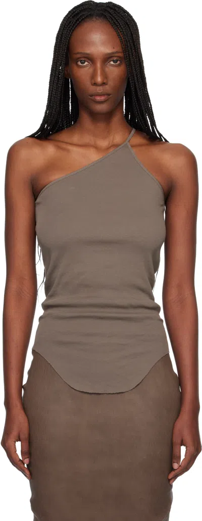 Rick Owens Gray Temple One Shoulder Top In Green