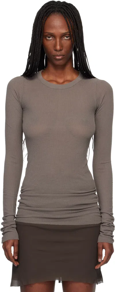 Rick Owens Gray Temple Rib Ls T-shirt