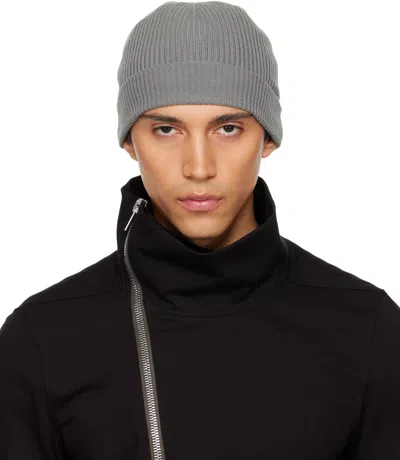 Rick Owens Gray Temple Ribbed Beanie
