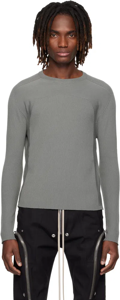 Rick Owens Gray Temple Ribbed Geo Sweater