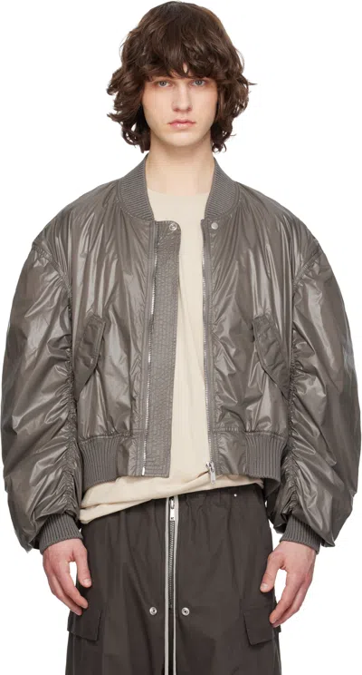 Rick Owens Gray Temple Secchia Flight Bomber Jacket In Brown