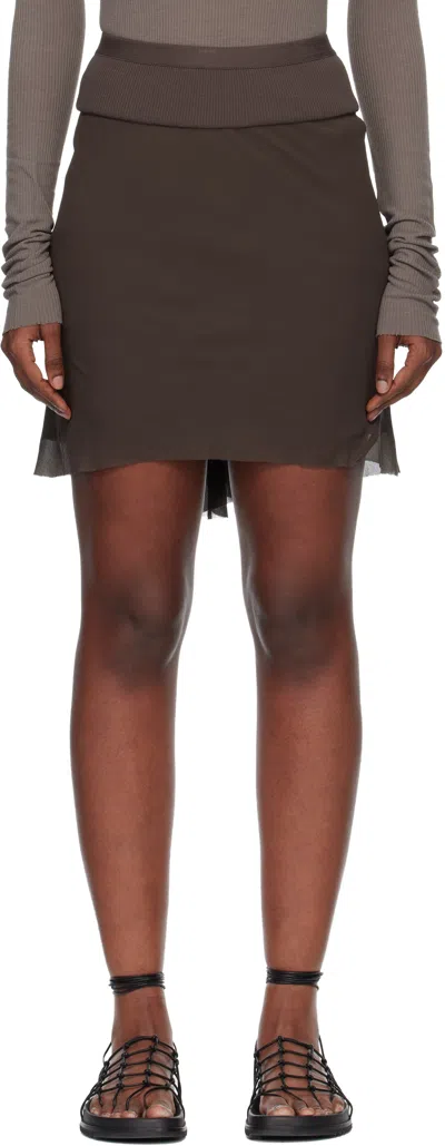 Rick Owens Gray Temple Short Bias Miniskirt In Brown