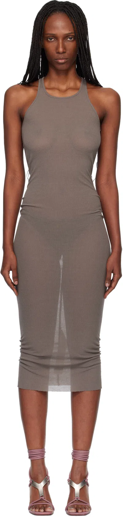 Rick Owens Gray Temple Tank Midi Dress In Brown