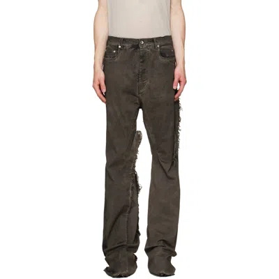Rick Owens Mens Dust Combo Bolan Bootcut Cotton Denim Jeans In Brown