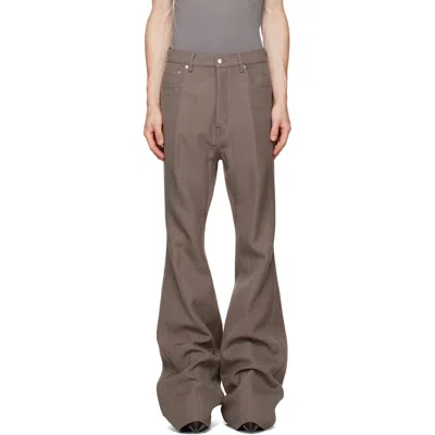Rick Owens Gray Tower Bolan Bootcut Trousers In Brown