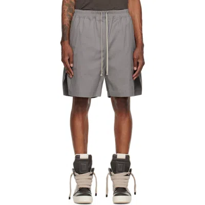 Rick Owens Boxer Straight-leg Cotton-blend Canvas Drawstring Shorts In Gray