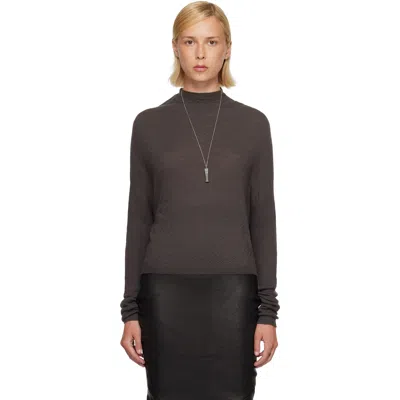 Rick Owens Gray Tower Crater Knit Sweater In Brown