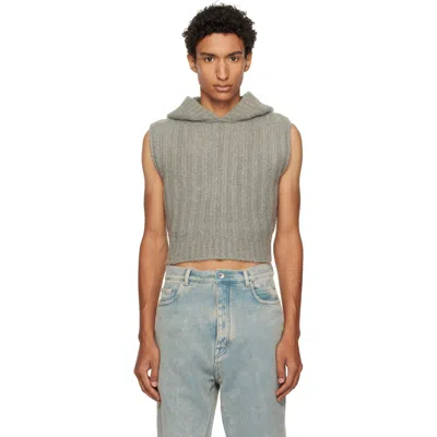 Rick Owens Gray Tower Cropped Hooded Tank Top
