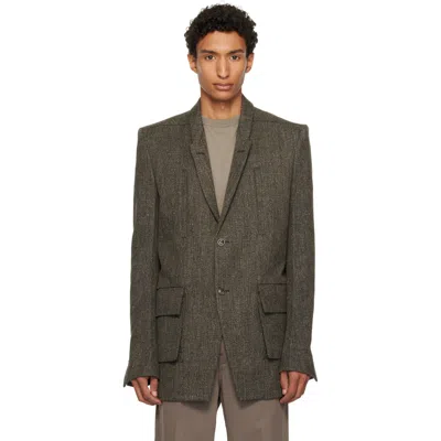 Rick Owens Gray Tower Customs Blazer In Green