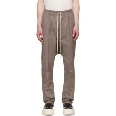 Rick Owens Gray Tower Drawstring Long Trousers In Neutral