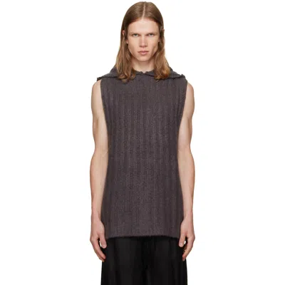 Rick Owens Gray Tower Hooded Tank Hoodie In 78 Drkdust