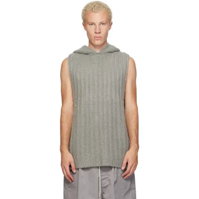 Rick Owens Gray Tower Hooded Tank Top In 48 Darkpearl