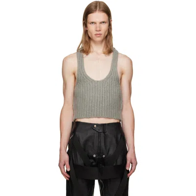 Rick Owens Gray Tower Knit Tank Top In 48 Darkpearl