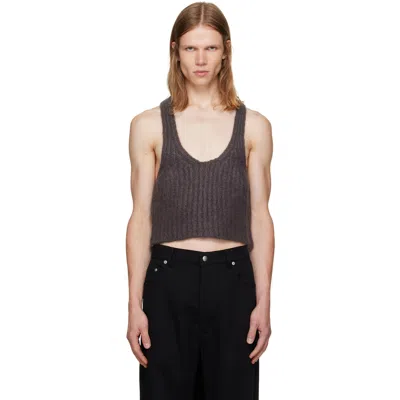 Rick Owens Gray Tower Knit Tank Top In 78 Drkdust
