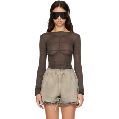 Rick Owens Gray Tower Ls Temple T-shirt In White