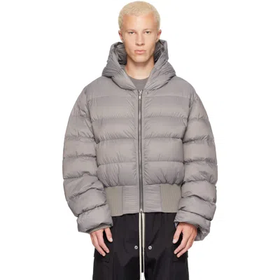 Rick Owens Gray Tower Nylon Duvet Hooded Down Jacket
