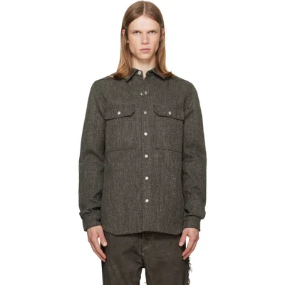 Rick Owens Gray Tower Overshirt In Green