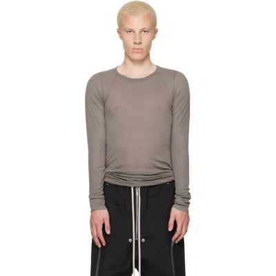 Rick Owens Gray Tower Rib Ls T-shirt In Animal Print