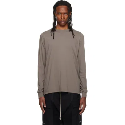 Rick Owens Gray Tower Short Crewneck Ls T-shirt In Brown