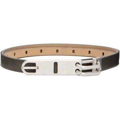 Rick Owens Gray Tower Tongue Belt In Silver