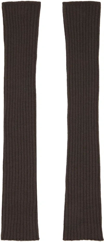 Rick Owens Gray Wool Arm Warmers In 34 Dust