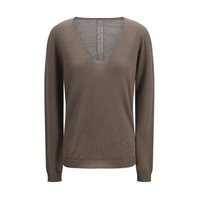Rick Owens Gray Wool Sweatshirt In Brown