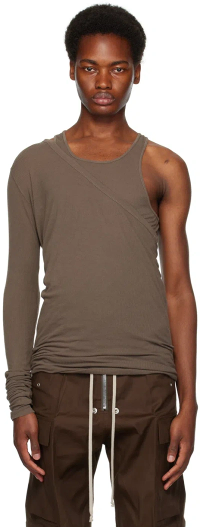 Rick Owens Gray Ziggy Banana Tank Top In 34 Dust