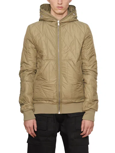 Rick Owens Green Bomber Jacket With Hood For Men