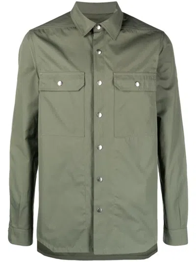 Rick Owens Green Casual Jacket With Button-up Front