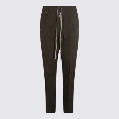 Rick Owens Green Cotton Bela Pants In Brown