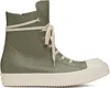 Rick Owens Green Hollywood Calf Leather Sneakers In 1511 Celadon/milk