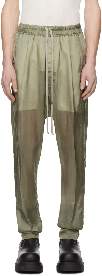 Rick Owens Green Hollywood Drawstring Long Trousers In 15 Celadon