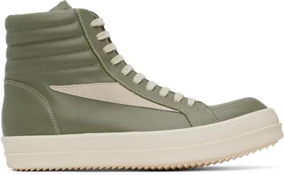 Rick Owens Green Hollywood High Vintage Sneakers In 1511 Celadon/milk