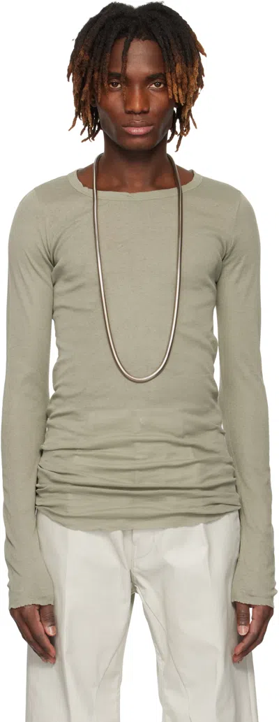 Rick Owens Green Hollywood Rib Ls T-shirt In 15 Celadon