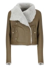 Rick Owens Green Leather Biker In Brown