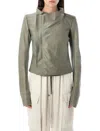 Rick Owens Celadon Low Neck Biker Jacket