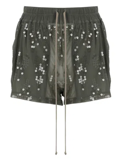 Rick Owens Lilies Mini Stylish Shorts For Women In Green