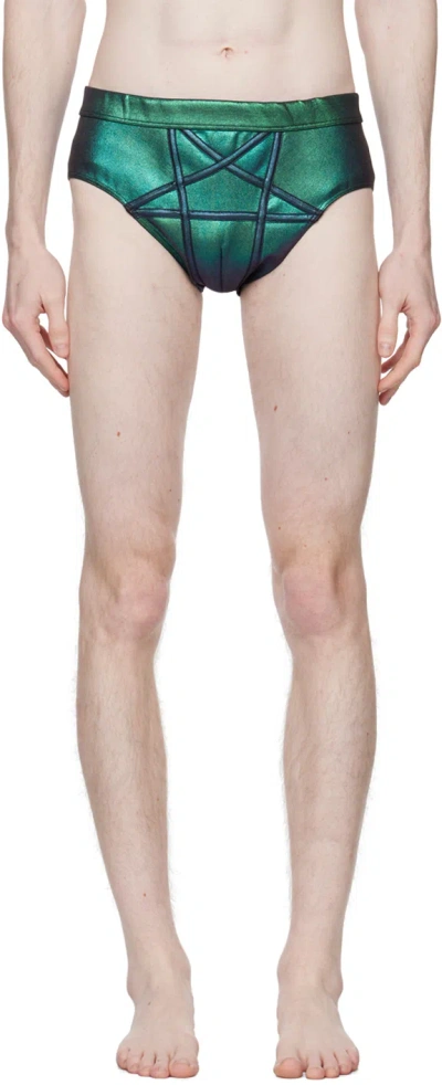 Rick Owens Penta Swimmer Swimwear In Green