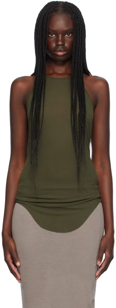 Rick Owens Green Porterville Basic Rib Tank Top In 75 Forest