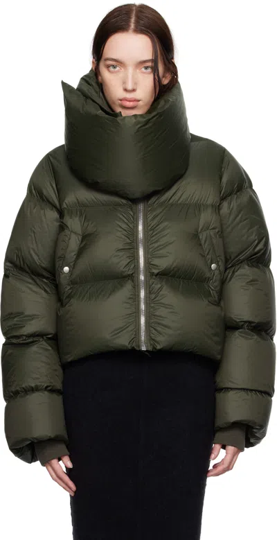 Rick Owens Green Porterville Funnel Neck Down Jacket In 75 Forest