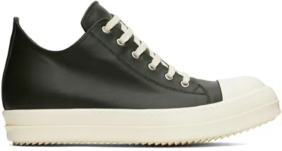 Rick Owens Low Top Leather Sneakers In 7511 Forest/milk/mil