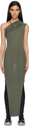 Rick Owens One-shoulder Sleeveless Maxi Dress In 55 Moss