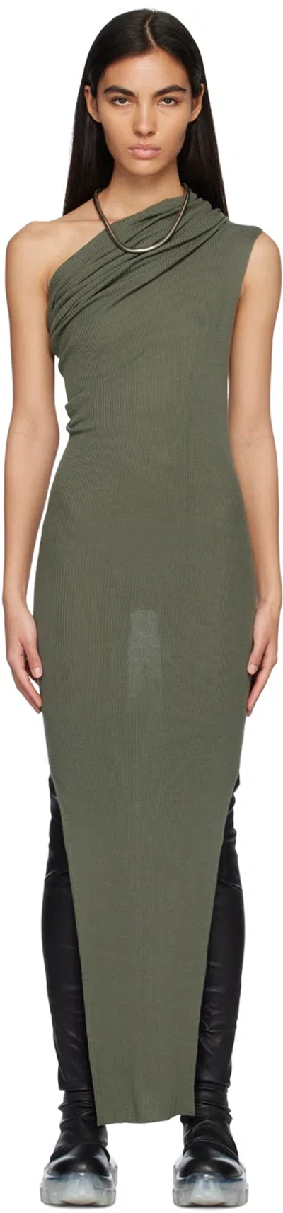 Rick Owens One-shoulder Sleeveless Maxi Dress In 75 Forest